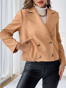 SHEIN Privé Lapel Neck Double Breasted Blazer