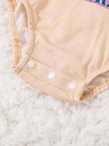 Baby Girl Car & Letter Graphic Bodysuit - Apricot - View 5