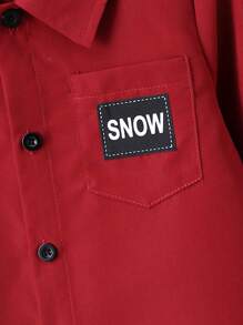 SHEIN Chico joven Camisa con diseño de parche de letra con pantalones sin camiseta