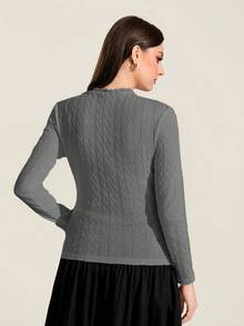 Mulvari Chất rắn Xoắn Dan Áo thun - Màu xám đen - Xem 7