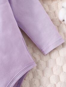 女嬰愛心刺繡荷葉邊連身背心&豹紋印花長褲 - 紫色 - 查看 4