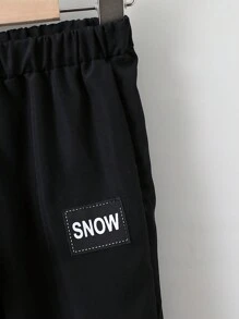 SHEIN Chico joven Camisa con diseño de parche de letra con pantalones sin camiseta