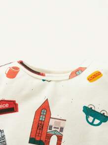 Cozy Pixies 嬰兒男童緊身卡通印花圓領上衣和褲子睡衣套裝 - 白色 - 查看 8