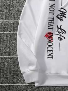 Manfinity EMRG 男士連帽休閒時尚運動衫,印有文字和卡通圖案 - 白色 - 查看 5