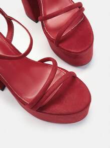Cuccoo CUCCOO LuxiPop Sandalias de tacón alto con plataforma gruesa y múltiples tiras de moda para mujer, ideales para fiestas navideñas, Año Nuevo y San Valentín