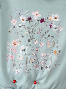 女婴休闲百搭印花卫衣 - 薄荷綠 - 查看 4