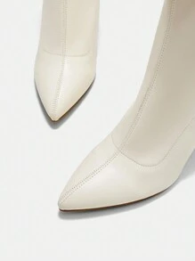 SheIn BIZ Fashionable Pointed Toe Versatile Women's Boots - Beige - View 6