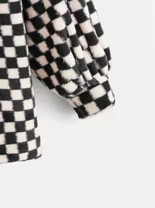 SHEIN EZwear Checkerboard Plaid Open Front Coat - Baby Pink - View 3