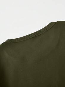 Men Plus Solid Thermal Lined Sweatshirt - Army Green - View 4