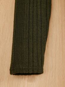 SHEIN Tween Girl 3pcs Letter Patched Detail Ribbed Knit Leggings - Multicolor - View 3