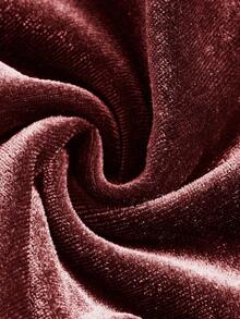 ROMWE Fairycore Vestido De Terciopelo Con Tirantes Con Lazo Y Ribete De Volantes En Forma De Camiseta - Burdeos - Ver 4