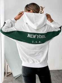 SHEIN Essnce Hanorac cu șnur cu umăr căzut cu litere