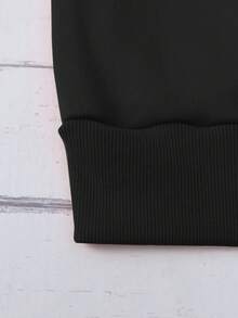 SHEIN EZwear Hơn Quả bí ngô & Đồ họa Chữ cái Áo nỉ - màu đen - Xem 5