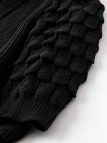 Calvaya Áo len cardigan thiết kế đơn giản cỡ lớn - màu đen - Xem 3