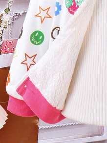 SHEIN Young Girl Letter Graphic Zip Up Hooded Jacket - Multicolor - View 7