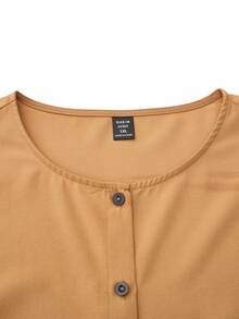 SHEIN LUNE 大碼雙色腰帶襯衫 - 黃色 - 查看 4