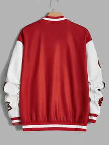 Manfinity RebelGame 超大号男士双色字母图案落肩运动夹克（无连帽衫） - 彩色 - 查看 2