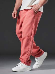 Manfinity LEGND Men Plus Slant Pocket Straight Leg Jeans - Hot Pink - View 7