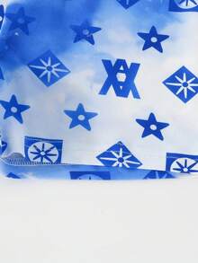 SHEIN 女小童紮染人像圖案T恤和短褲