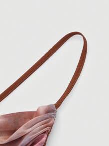 SHEIN MOD 紮染單肩褶邊網紗上衣 - 棕色 - 查看 4