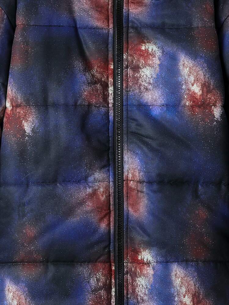 Tween Boy Graphic Print Zip Up Hooded Padded Coat