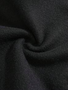 SHEIN Unity 加大码美式橄榄球字母图案袋鼠口袋抽绳保暖内衬卫衣 - 黑色 - 查看 4