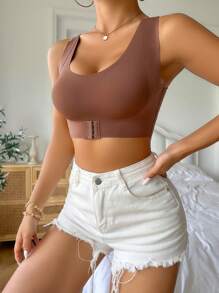 素色鉤眼扣無鋼圈文胸