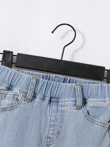 SHEIN Chàng trai trẻ Eo đàn hồi Túi nghiêng Quần jean - Rửa nhẹ - Xem 7