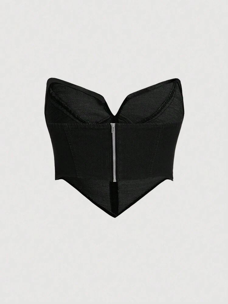 Plus Hanky Hem Denim Tube Top