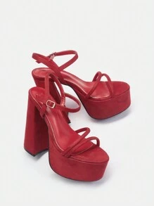 Cuccoo CUCCOO LuxiPop Sandalias de tacón alto con plataforma gruesa y múltiples tiras de moda para mujer, ideales para fiestas navideñas, Año Nuevo y San Valentín