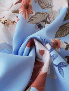 SHEIN LUNE Hơn In hoa Cà vạt Đầm - Màu xanh lam - Xem 3