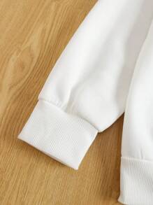 SHEIN Slayr Của phụ nữ Hoạt hình Lá thư In Áo chui đầu Áo nỉ Và Quần thể thao Hai chiếc Bộ - Nhiều màu - Xem 4