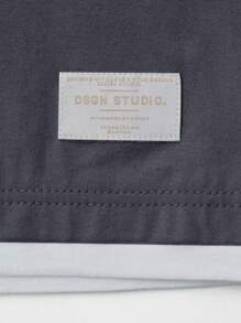 RueChic Men Letter Patched Detail Drop Shoulder 2 In 1 Tee - Grey - View 3