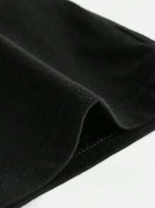 SHEIN 女大童小高領素色T恤 - 黑色 - 查看 4