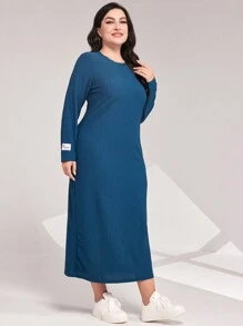 Mulvari Plus Drop Shoulder Open Front Coat & Dress - Teal Blue - View 6