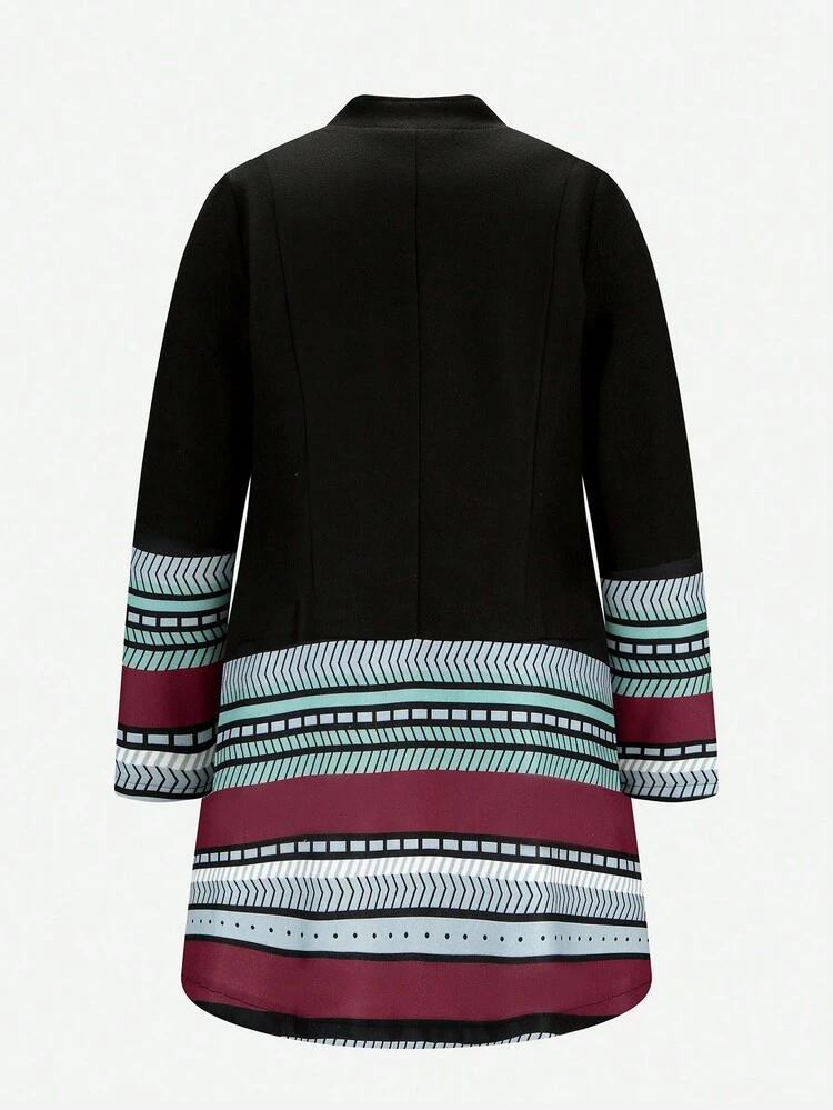 Plus Geo Print Colorblock Overcoat