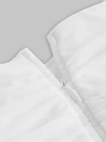 SHEIN MOD Falda de gasa blanca con cordón, vuelo y volantes en el bajo - Blanco - Ver 4