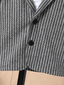 SHEIN Young Boy 1pc Striped Lapel Collar Overcoat - Grey - View 4