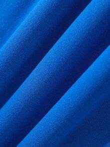 SHEIN Unity Plus Size Tower & Letter Graphic Kangaroo Pocket Drawstring Thermal Lined Sweatshirt - Royal Blue - View 5