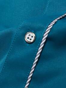 Manfinity Mode 男士拼接邊前排扣襯衫 - 墨綠色 - 查看 6