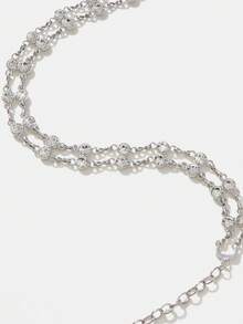 SHEIN BAE 奢華腰鏈帶水鑽裝飾用品,合適的適用於女士們派對和蒐集 - 銀色 - 查看 2