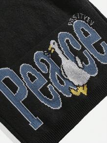 Manfinity RebelGame Hombres Jersey con letra & pato patrón - Negro - Ver 3
