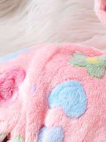 Baby Girl Floral Print Hooded Fleece Coat - Pink - View 5