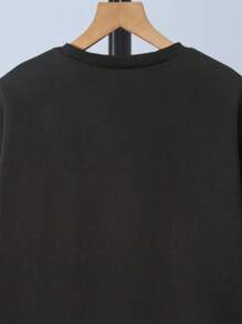 SHEIN Tween Boy Slogan Graphic Pullover & Sweatpants & Bag - Black - View 6