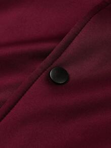 Manfinity Sport Corelite Men Letter Graphic Striped Trim Varsity Sports Jacket Workout Tops - Burgundy - View 4