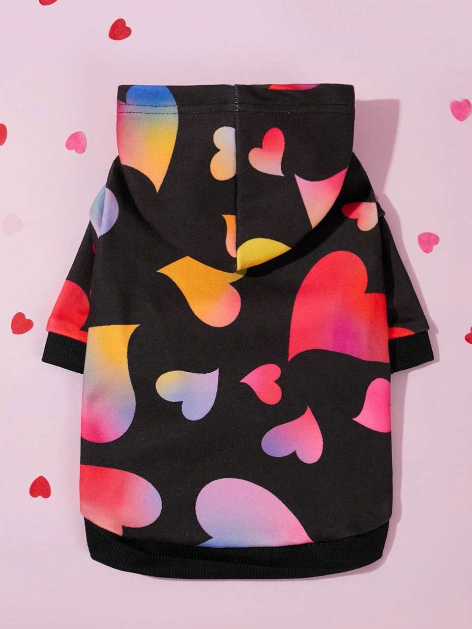 1pc Colorful Heart Printed Pet Hoodie