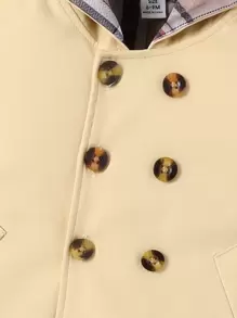 Bebé niño Gabardina de cuadros de doble botonadura con capucha - Albaricoque - Ver 4
