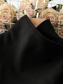 SHEIN LUNE Plus Solid Belted Overcoat - Black - View 3