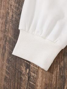 SHEIN Unity Slogan & Figure Graphic Drop Shoulder Sweatshirt - White - View 5