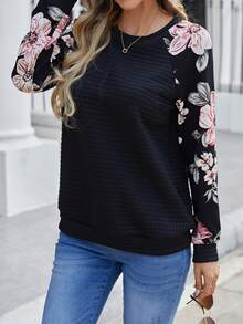 EMERY ROSE 印花插肩袖運動衫 - 黑色 - 查看 4